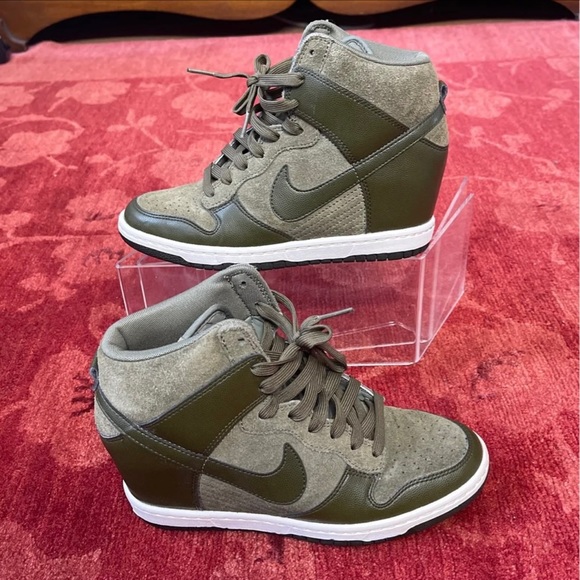 Nike Women's Olive Green Wedge Sneakers - Picture 1 of 12